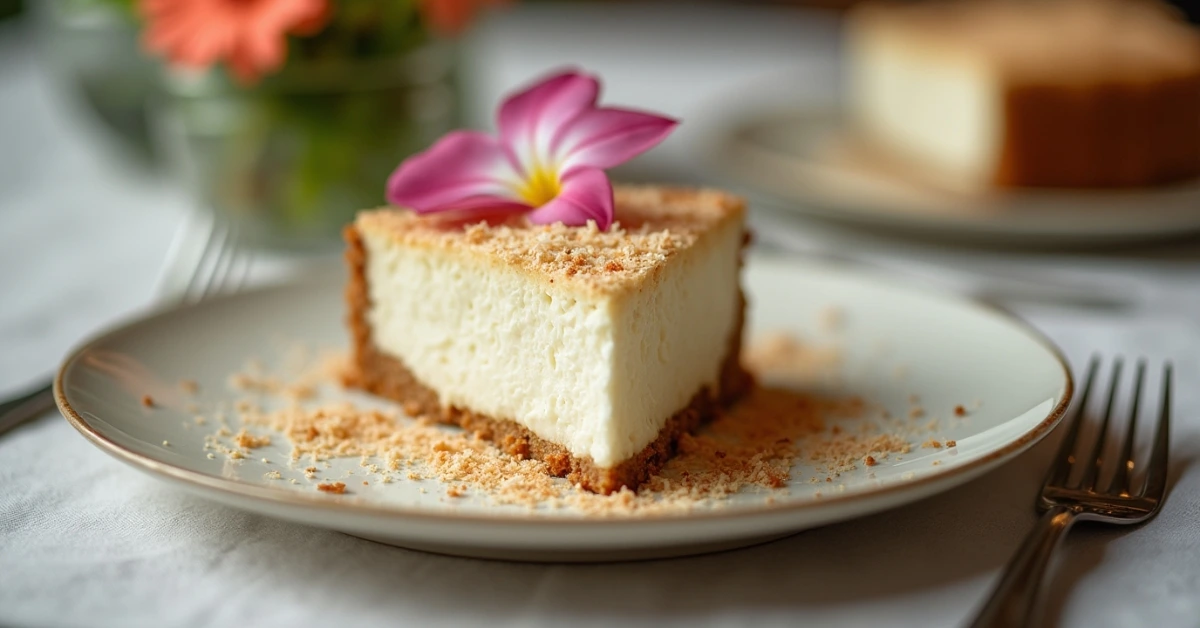 Elegantly plated coconut custard pie recipe with professional garnishing techniques