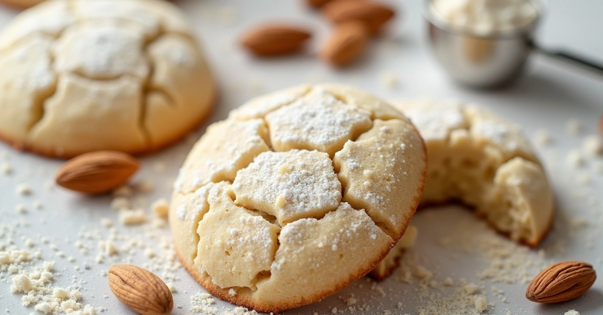 Powdered sugar dusted gluten-free almond flour cookies