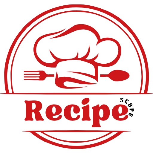 Red logo of RecipeScope featuring a chef hat and utensils.