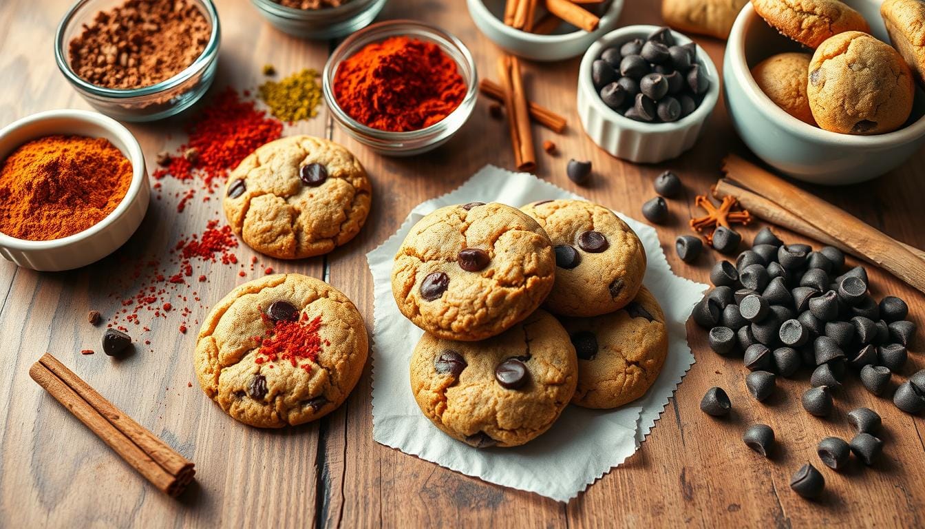 a group of cookies on a table