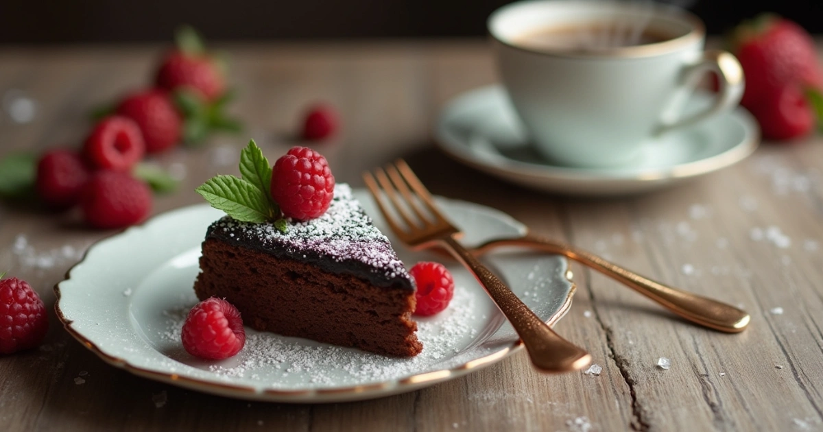 Chocolate pudding cake slice 