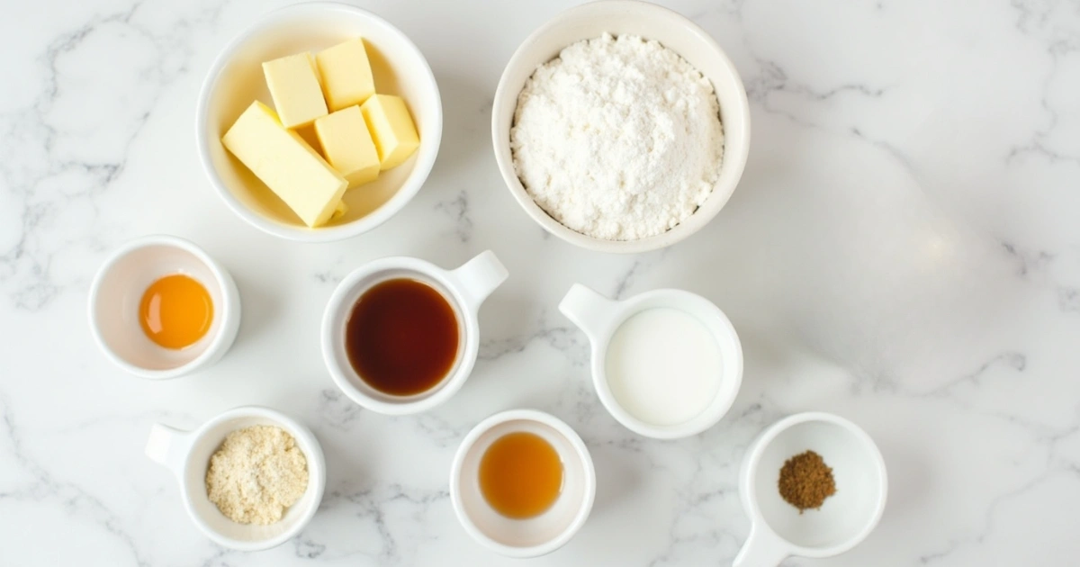 Buttermilk pound cake ingredients on marble