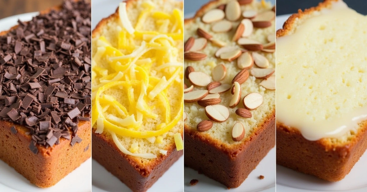 Four buttermilk pound cake flavor variations