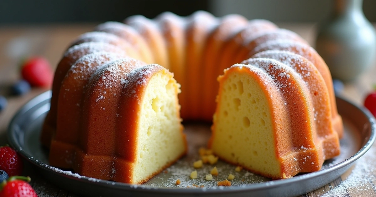 Rustic buttermilk pound cake with berry garnish