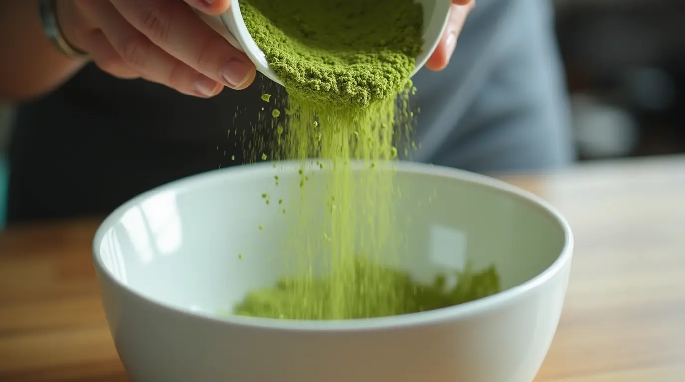 Green matcha powder