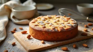 Whole almond nut cake recipe with powdered sugar