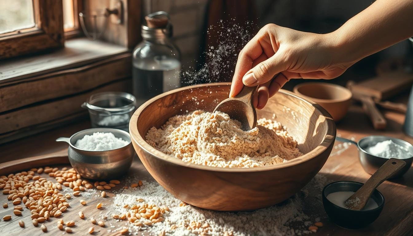 einkorn bread mixing