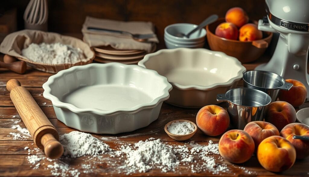 peach pie baking tools