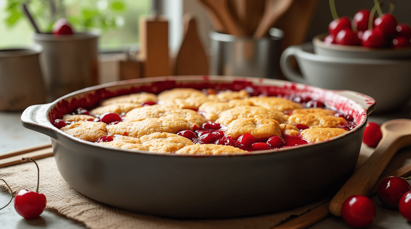 cherry cobbler made with cake mix