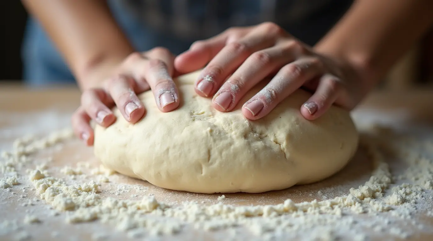 kneading sourdough dough